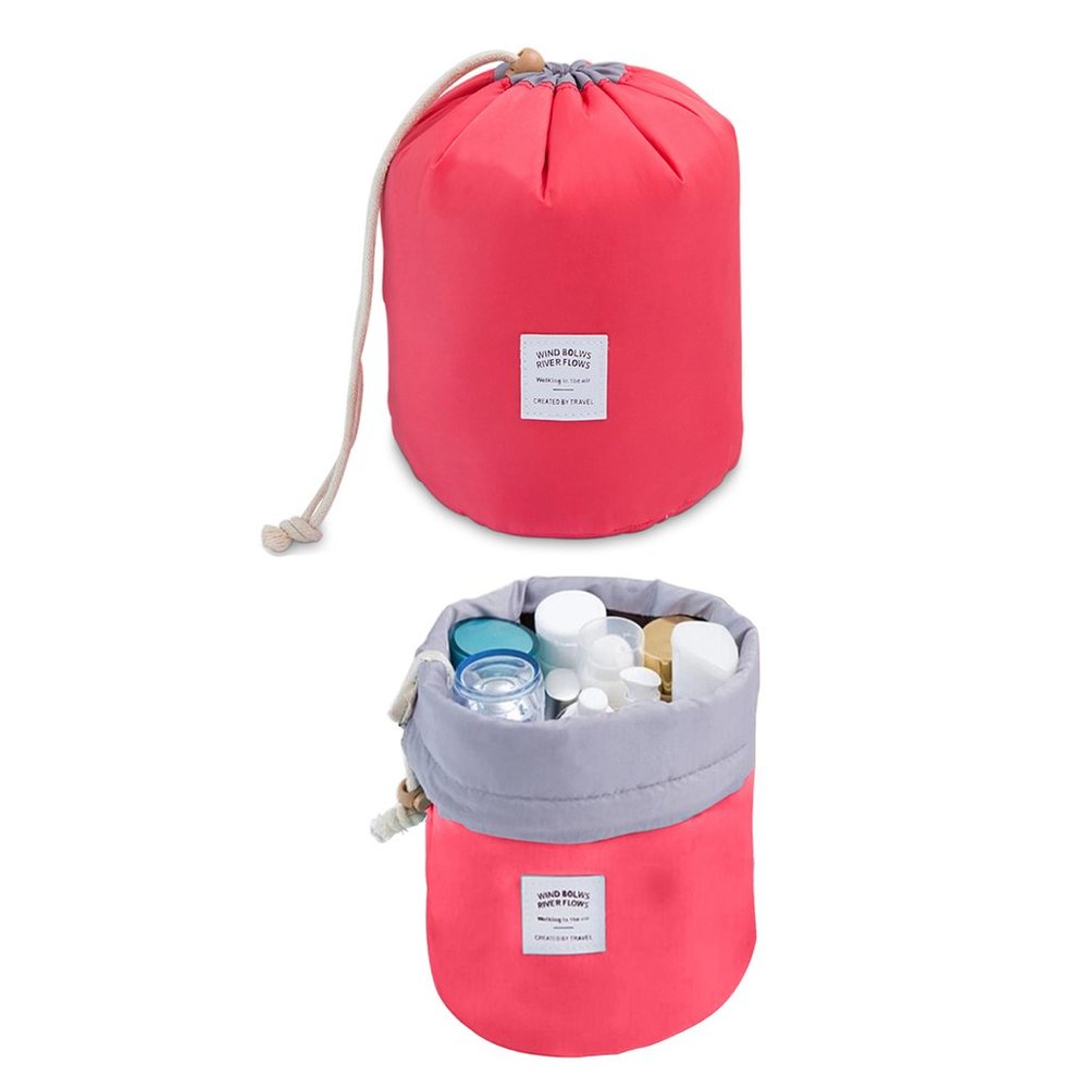 2-Pack:Waterproof Barrel Multifunctional Travel Toiletry Makeup Organizer Bag